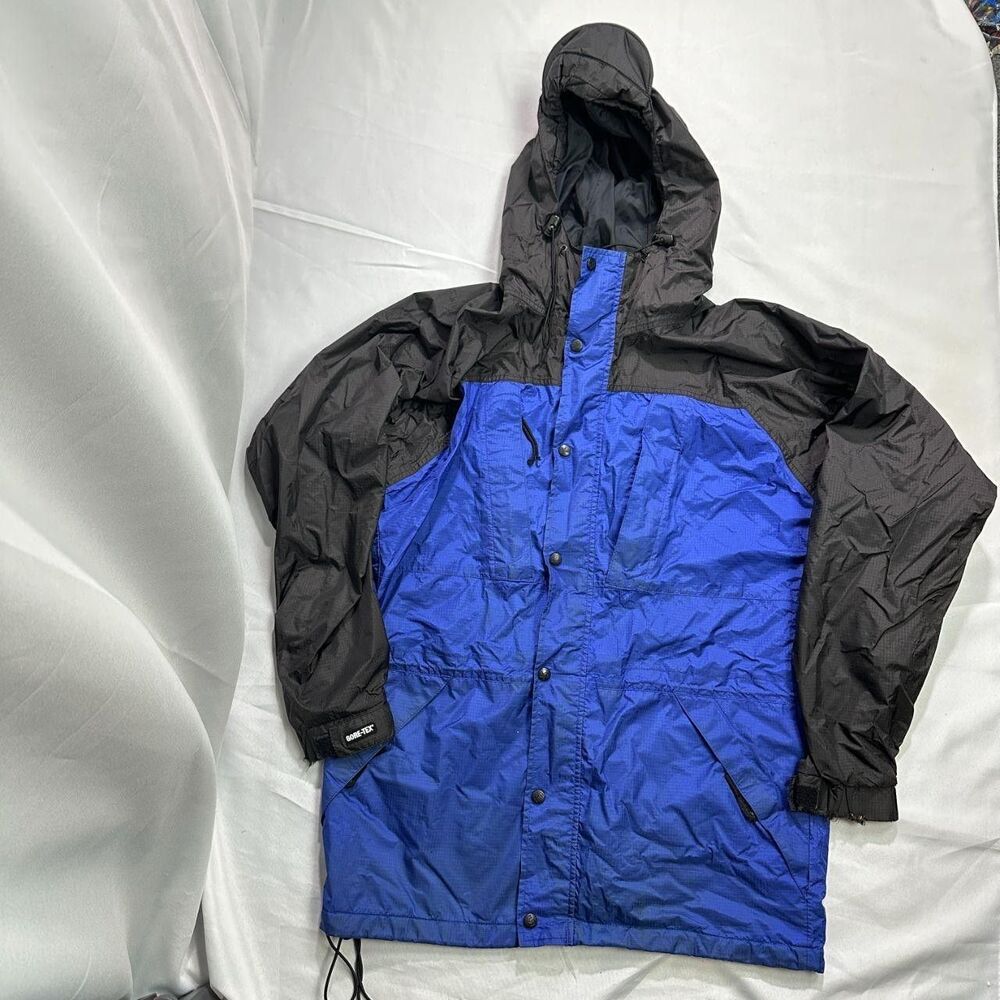 REI Outdoor Jacket Men s M Blue Black Nylon GoreTex Hiking Shell